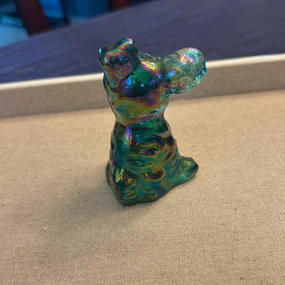 Vintage Fenton Iridescent Green Scottie Dog Figurine - Carnival Glass - Picture 3 of 5